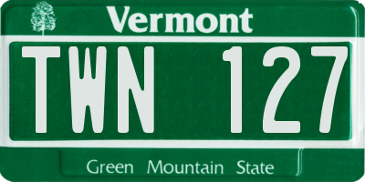 VT license plate TWN127