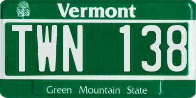 VT license plate TWN138