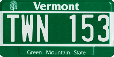 VT license plate TWN153