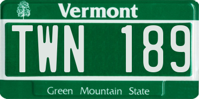 VT license plate TWN189