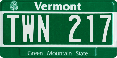 VT license plate TWN217