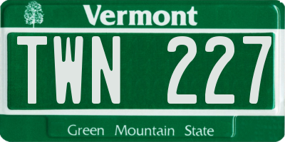 VT license plate TWN227