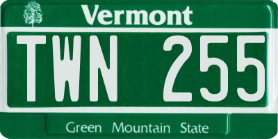 VT license plate TWN255