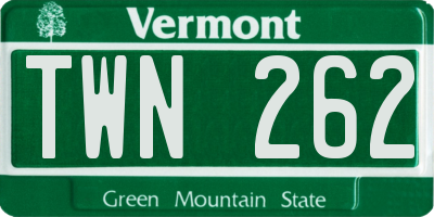 VT license plate TWN262