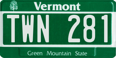 VT license plate TWN281