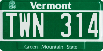 VT license plate TWN314