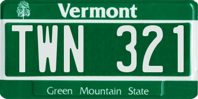VT license plate TWN321