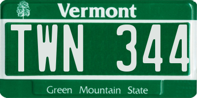 VT license plate TWN344