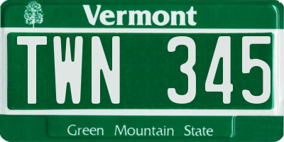VT license plate TWN345