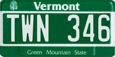 VT license plate TWN346