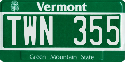 VT license plate TWN355