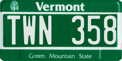 VT license plate TWN358