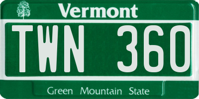 VT license plate TWN360