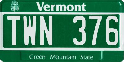 VT license plate TWN376