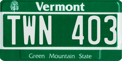 VT license plate TWN403