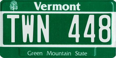 VT license plate TWN448