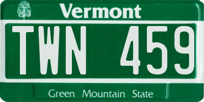 VT license plate TWN459