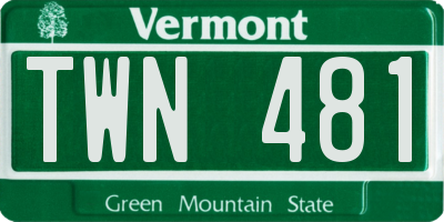 VT license plate TWN481