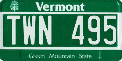 VT license plate TWN495