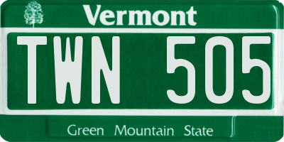VT license plate TWN505