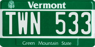 VT license plate TWN533