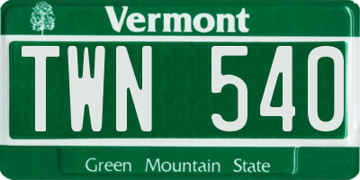 VT license plate TWN540