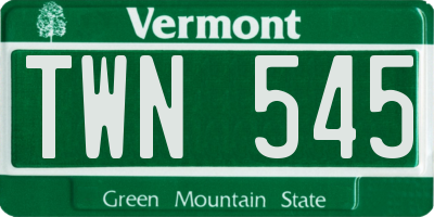 VT license plate TWN545