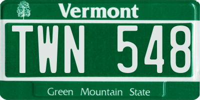 VT license plate TWN548