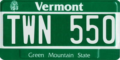 VT license plate TWN550