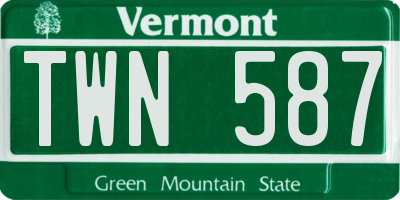 VT license plate TWN587