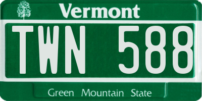VT license plate TWN588