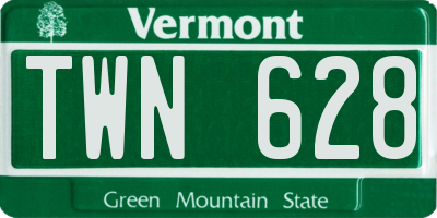 VT license plate TWN628
