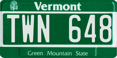 VT license plate TWN648
