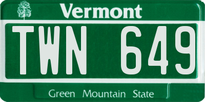 VT license plate TWN649