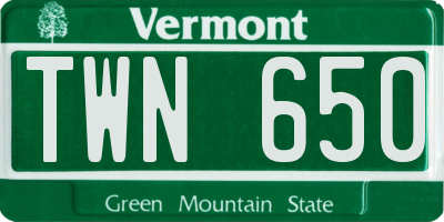 VT license plate TWN650