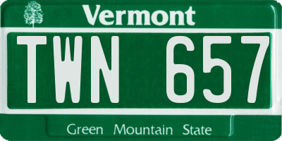 VT license plate TWN657