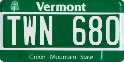 VT license plate TWN680