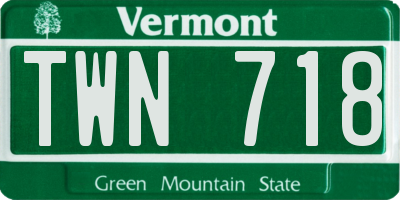 VT license plate TWN718