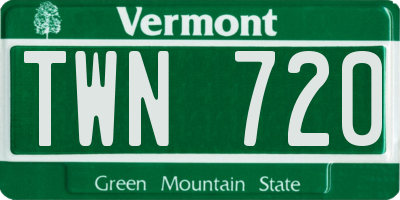 VT license plate TWN720