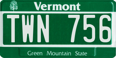 VT license plate TWN756