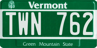 VT license plate TWN762