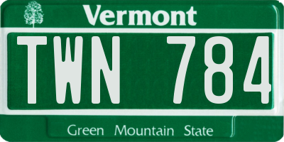 VT license plate TWN784