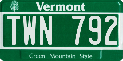 VT license plate TWN792