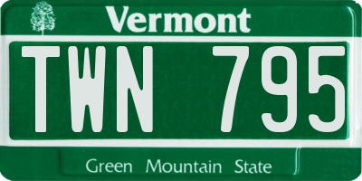 VT license plate TWN795