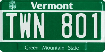 VT license plate TWN801
