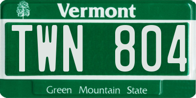 VT license plate TWN804