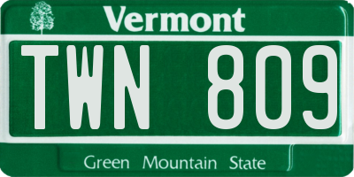 VT license plate TWN809