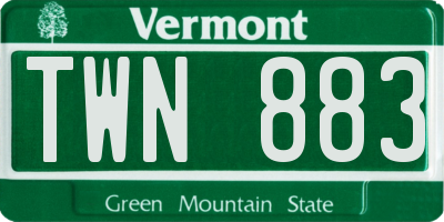 VT license plate TWN883