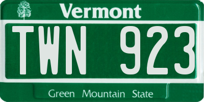 VT license plate TWN923