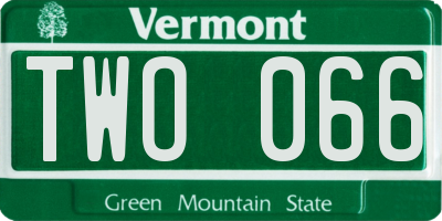 VT license plate TWO066